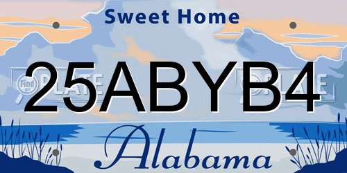 25ABYB4 Alabama License Plate