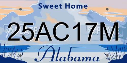 25AC17M Alabama License Plate