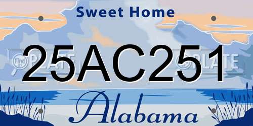 25AC251 Alabama License Plate