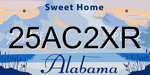 25AC2XR Alabama License Plate