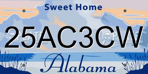 25AC3CW Alabama License Plate