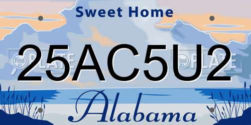 25AC5U2 Alabama License Plate