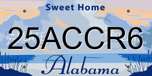25ACCR6 Alabama License Plate