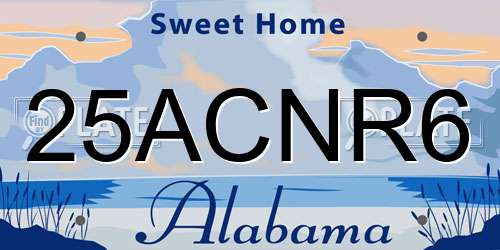 25ACNR6 Alabama License Plate