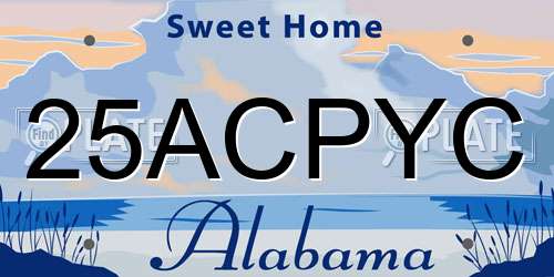 25ACPYC Alabama License Plate