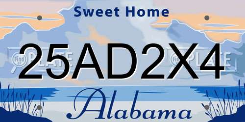25AD2X4 Alabama License Plate