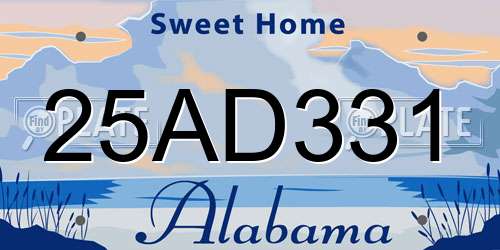 25AD331 Alabama License Plate