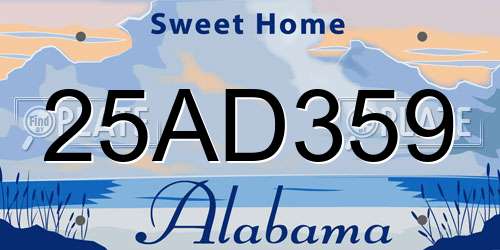 25AD359 Alabama License Plate