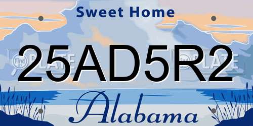 25AD5R2 Alabama License Plate