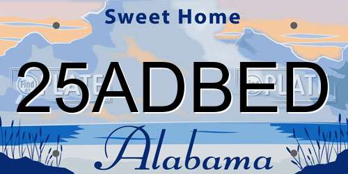 25ADBED Alabama License Plate