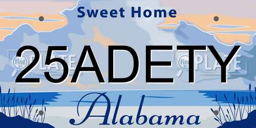 25ADETY Alabama License Plate