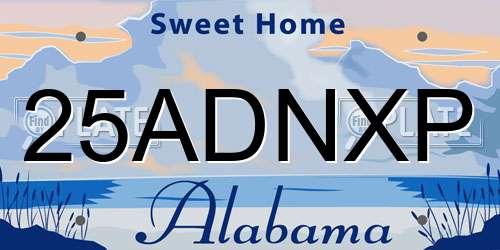 25ADNXP Alabama License Plate