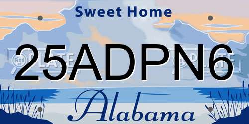 25ADPN6 Alabama License Plate