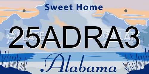 25ADRA3 Alabama License Plate
