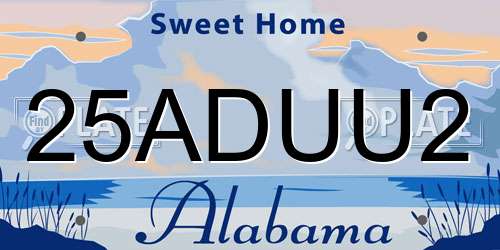25ADUU2 Alabama License Plate