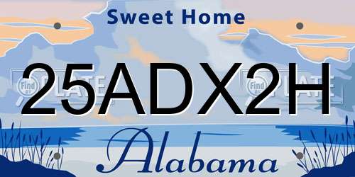 25ADX2H Alabama License Plate