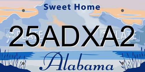 25ADXA2 Alabama License Plate