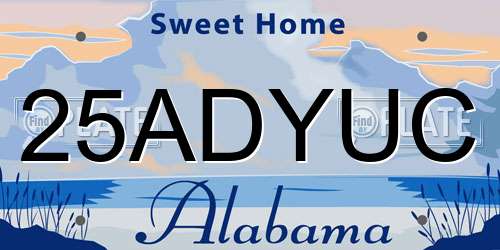 25ADYUC Alabama License Plate