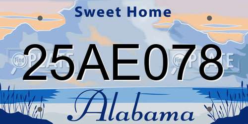25AE078 Alabama License Plate