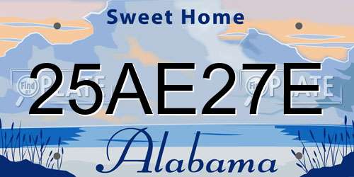 25AE27E Alabama License Plate