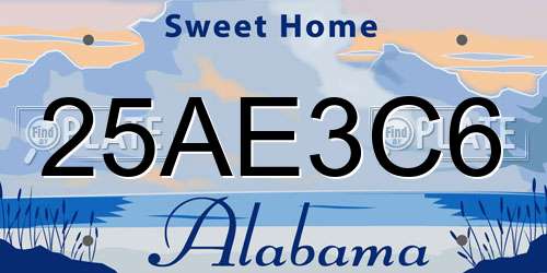 25AE3C6 Alabama License Plate