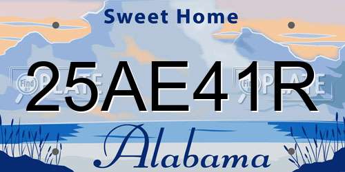 25AE41R Alabama License Plate