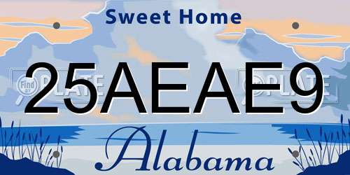 25AEAE9 Alabama License Plate