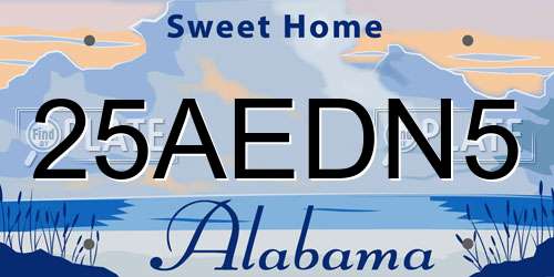 25AEDN5 Alabama License Plate