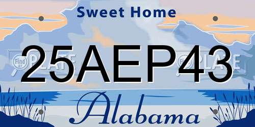 25AEP43 Alabama License Plate