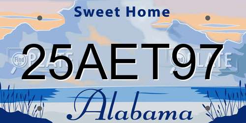 25AET97 Alabama License Plate