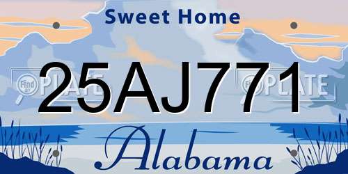 25AJ771 Alabama License Plate