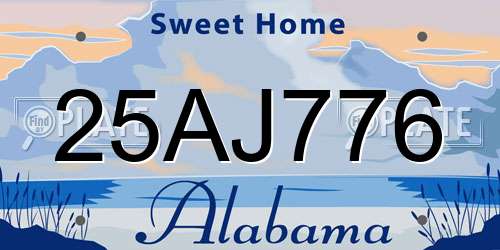 25AJ776 Alabama License Plate