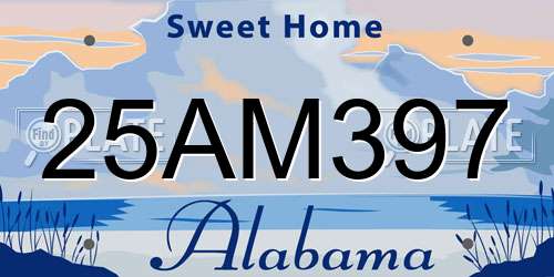 25AM397 Alabama License Plate