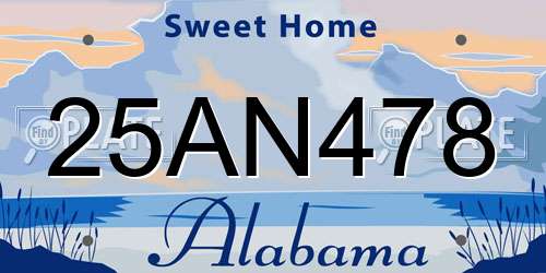 25AN478 Alabama License Plate
