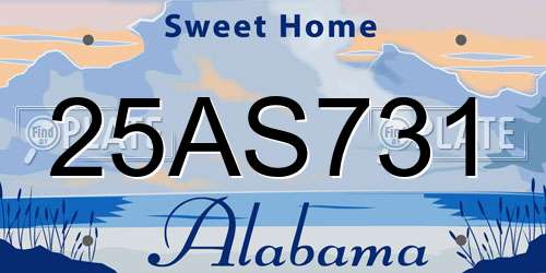 25AS731 Alabama License Plate