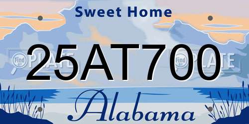 25AT700 Alabama License Plate