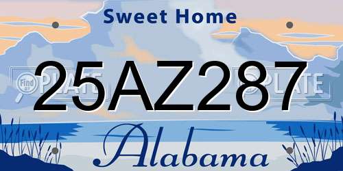 25AZ287 Alabama License Plate