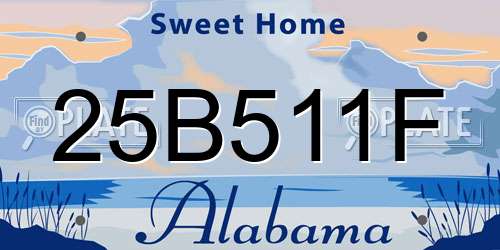 25B511F Alabama License Plate