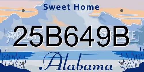 25B649B Alabama License Plate