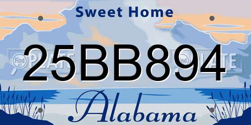 25BB894 Alabama License Plate
