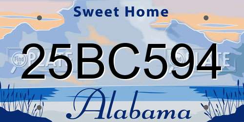 25BC594 Alabama License Plate