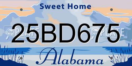 25BD675 Alabama License Plate