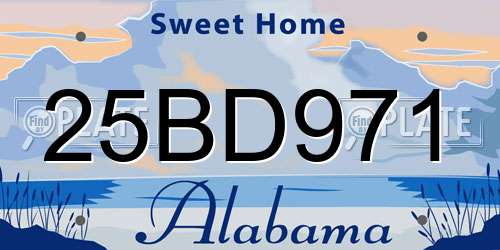 25BD971 Alabama License Plate