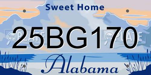 25BG170 Alabama License Plate