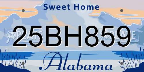 25BH859 Alabama License Plate