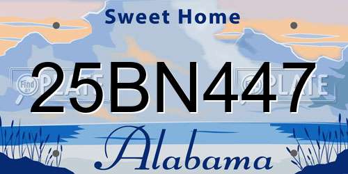 25BN447 Alabama License Plate