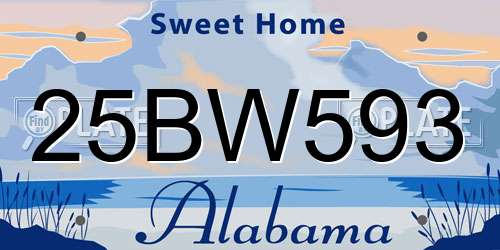 25BW593 Alabama License Plate