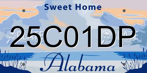 25C01DP Alabama License Plate