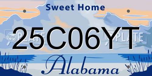 25C06YT Alabama License Plate