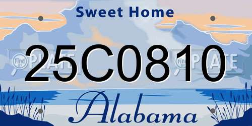 25C0810 Alabama License Plate